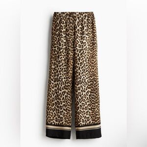 Leopard Print Wide-Leg Pull-On Pants